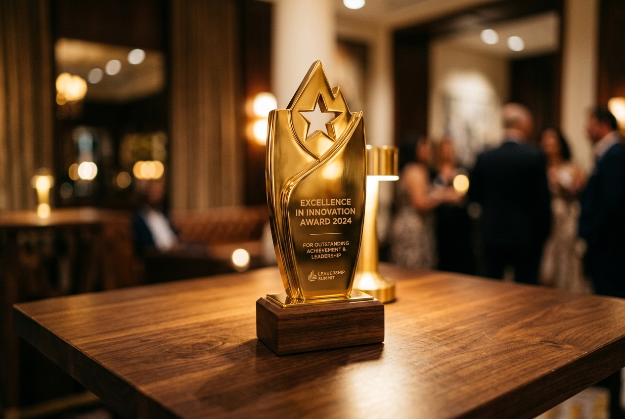Golden award trophy representing Mahavir Decorators LLP industry accolades